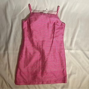Girls Vive La Fête 100% Silk Pink Check Mini Dress